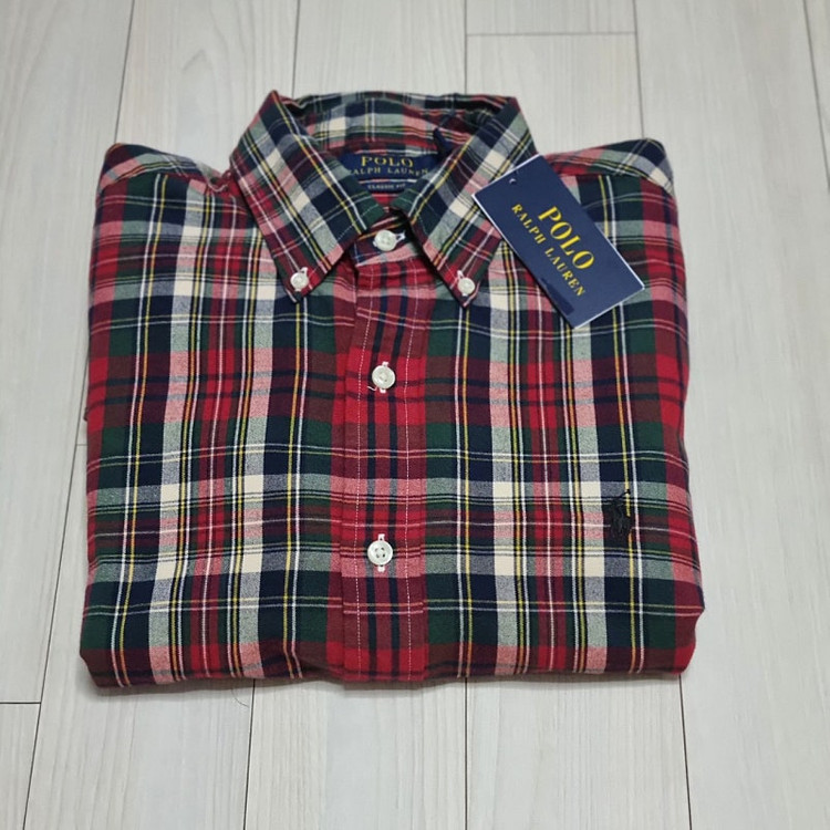 새제품M) 폴로 랄프로렌 플레이드 체크 클래식핏 옥스포드 셔츠 남방 레드 그린 멀티 남자 남성 크리스마스 선물--2