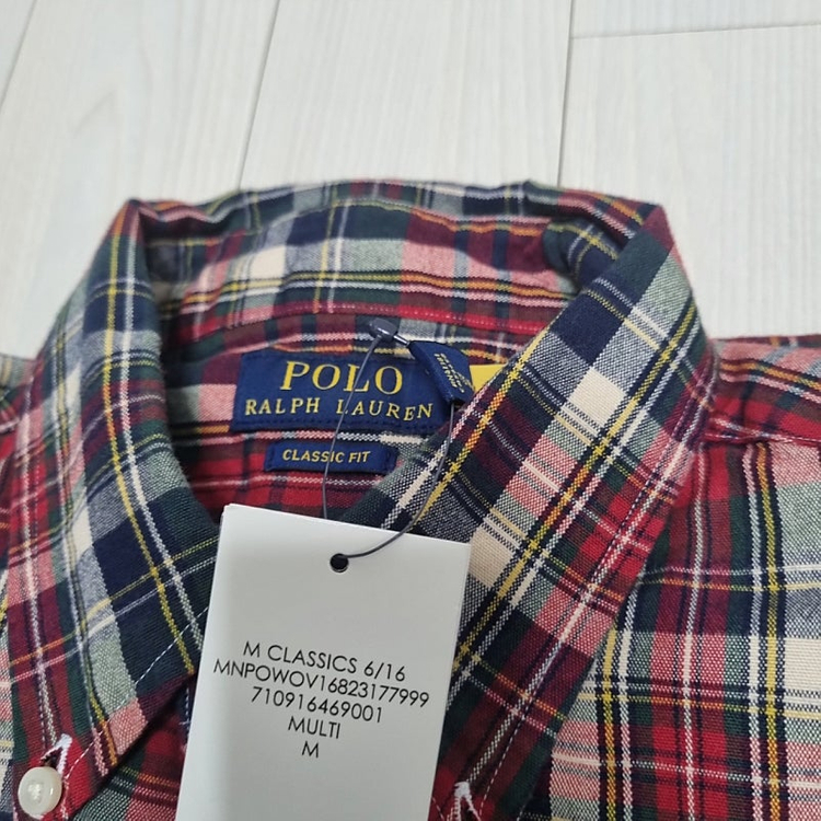 새제품M) 폴로 랄프로렌 플레이드 체크 클래식핏 옥스포드 셔츠 남방 레드 그린 멀티 남자 남성 크리스마스 선물--3