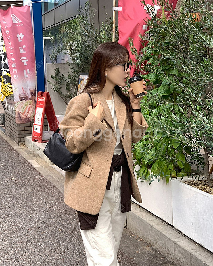 (새상품) 메리어라운드 페이보릿 울 헤링본자켓 베이지--2