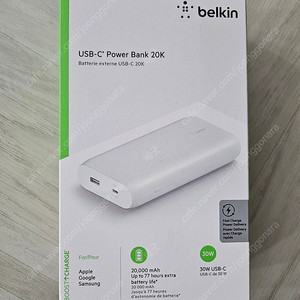 벨킨 부스트업 USB-C PD 30W 고속 충전 듀얼 보조배터리 20000mAh 멀티단자 bpb002btwt 미개봉 새상품 화이트