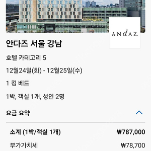 특가!! 크리스마스 이브 오늘 당일 24일 하얏트 5성 호텔 안다즈 서울 조식 사우나 4시체크아웃 50만 양도합니다.