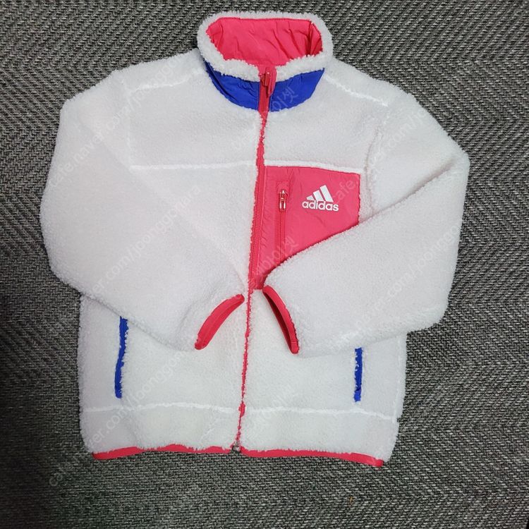 아디다스 키즈 120사이즈 양면 리버시블 후리스 자켓 아동 주니어 여아 집업 자켓--1