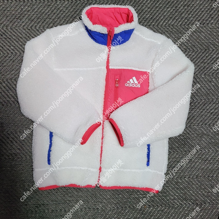 아디다스 키즈 120사이즈 양면 리버시블 후리스 자켓 아동 주니어 여아 집업 자켓--7