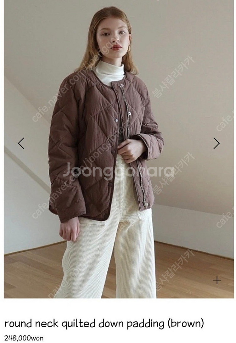 Le 르 라운드넥 퀼티드 다운 패딩--0