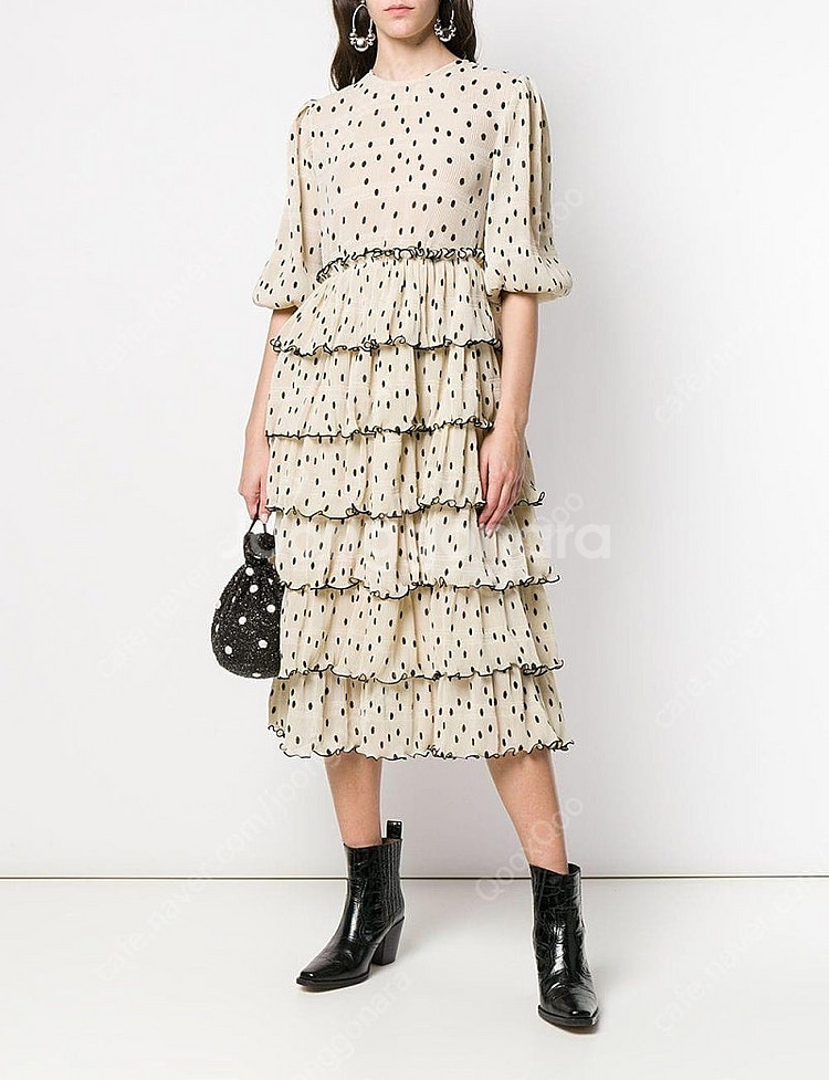 Ganni 폴카 도트 원피스 34 새상품--7