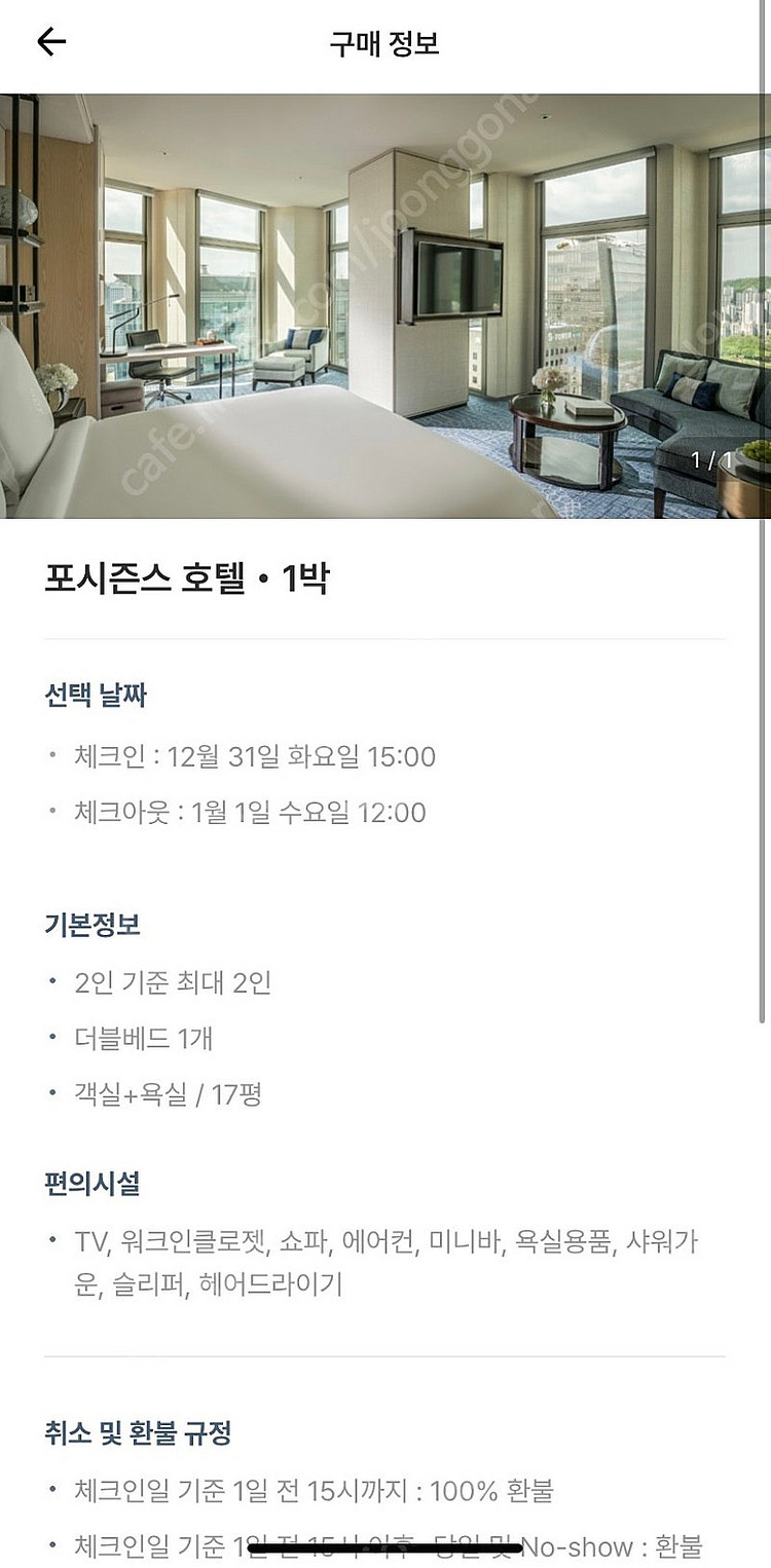 포시즌스 호텔 12월31일 - 1월1일 숙박--0