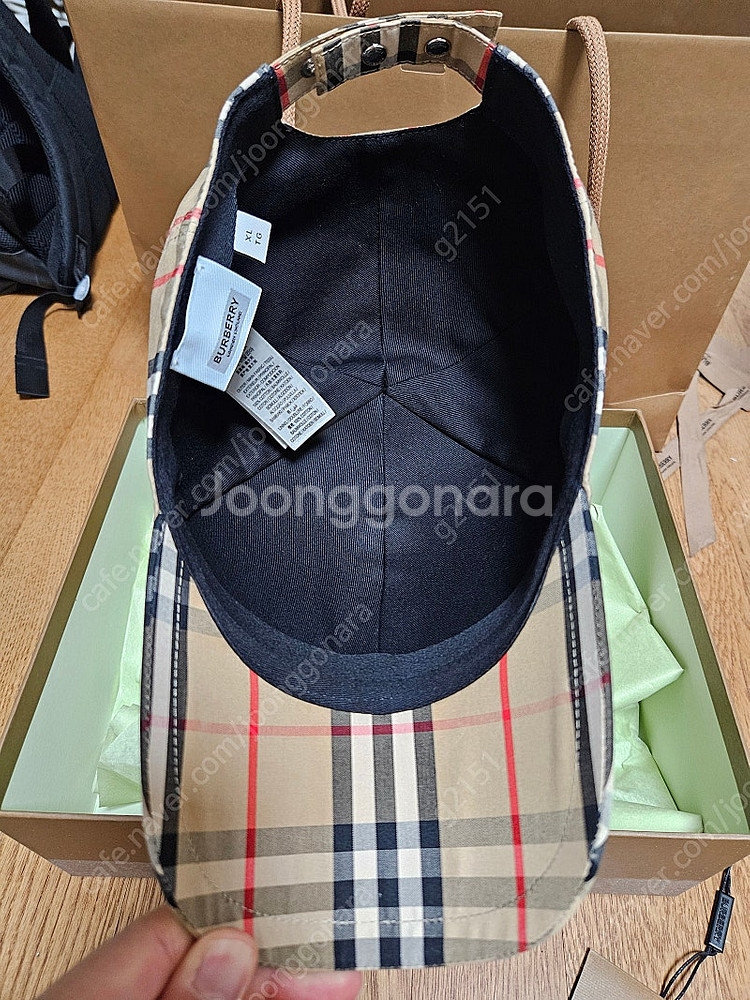 버버리 모자 볼캡 TB 모노그램 빈티지 체크 판매--4