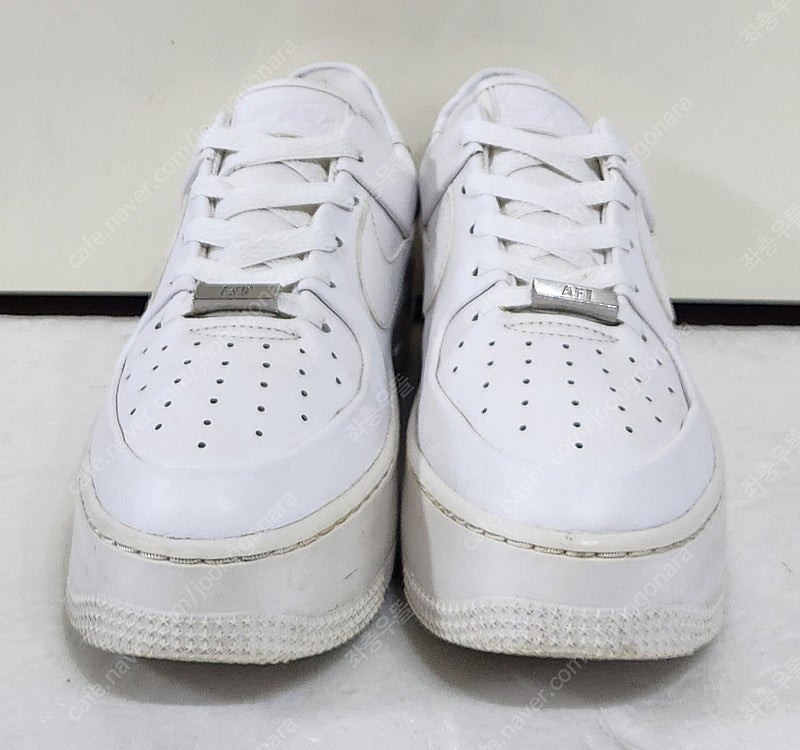 [250] 나이키w 에어포스 세이지 로우 트리플화이트 AF1SAGE 천연소가죽 레더LTR 올백화이트흰색 플랫폼 키높...--2