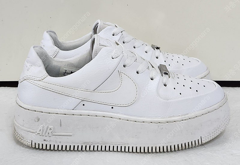 [250] 나이키w 에어포스 세이지 로우 트리플화이트 AF1SAGE 천연소가죽 레더LTR 올백화이트흰색 플랫폼 키높...--3