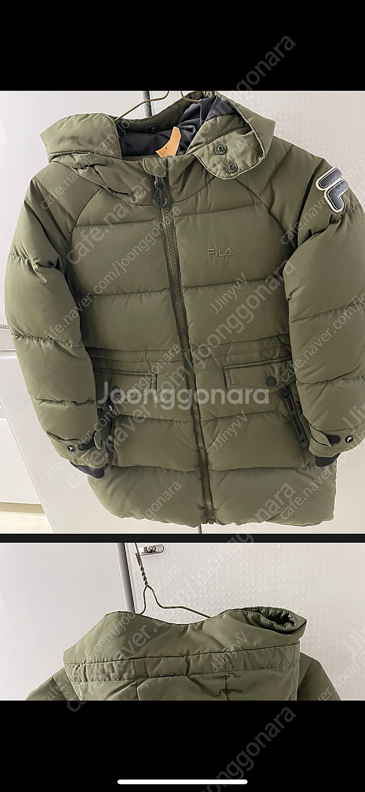 FILA 키즈 롱구스다운+후드라쿤털 130사이즈--0