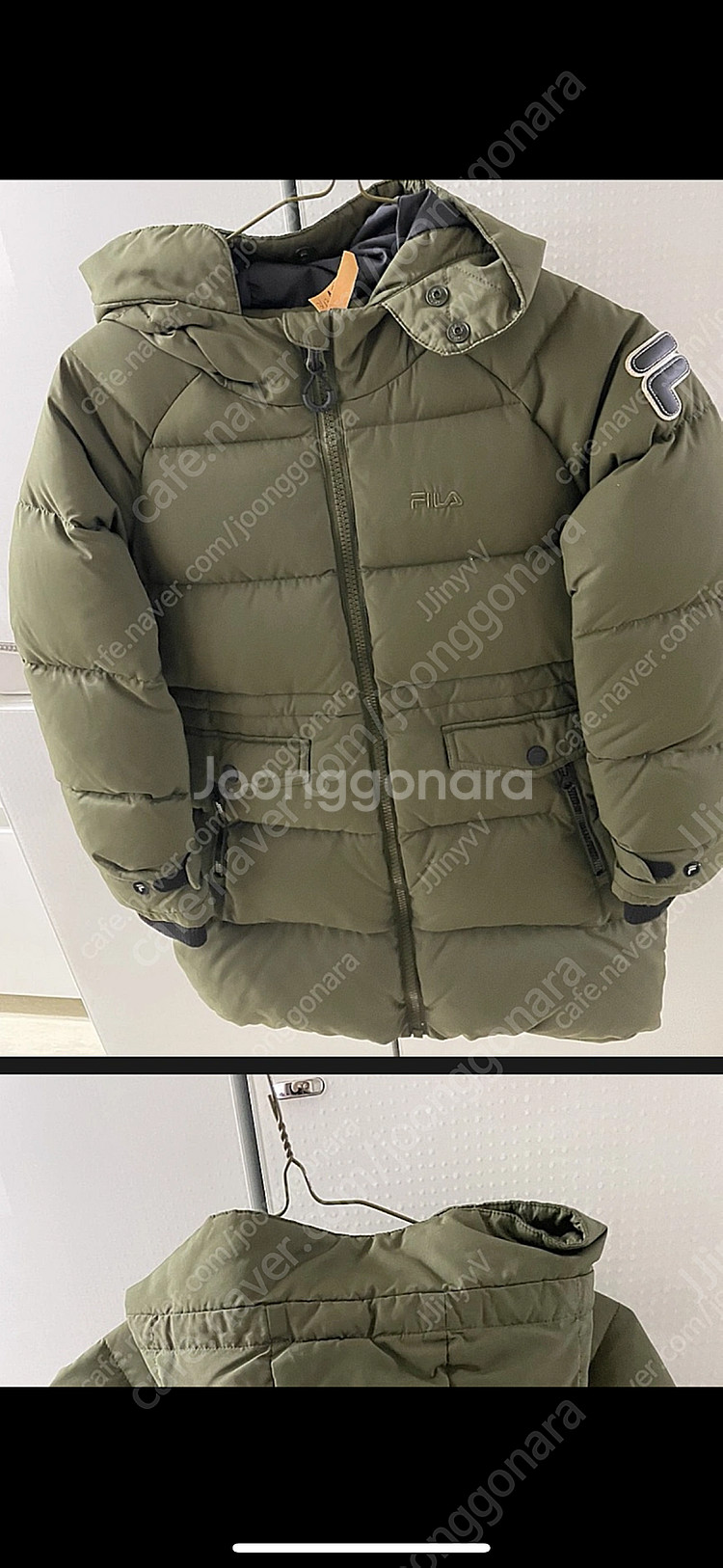 FILA 키즈 롱구스다운+후드라쿤털 130사이즈--1