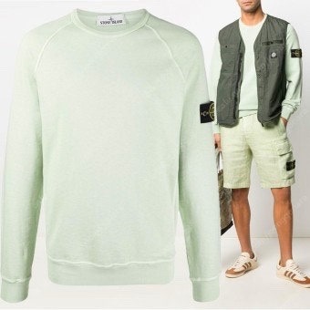 [L]스톤아일랜드 21SS 올드이펙트 스웻셔츠 라이트 그린--0