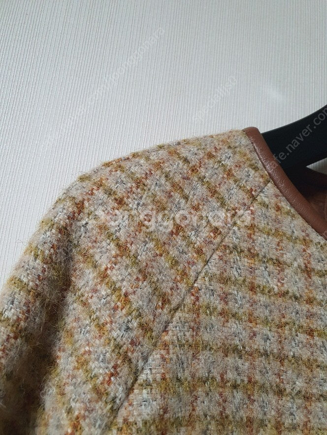 마인 mine 알파카 블렌드 체크 트위드 가디건 비딩 와이드 데님 트위드 스커트 트위드 가디건--6