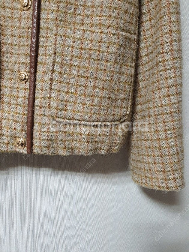 마인 mine 알파카 블렌드 체크 트위드 가디건 비딩 와이드 데님 트위드 스커트 트위드 가디건--8