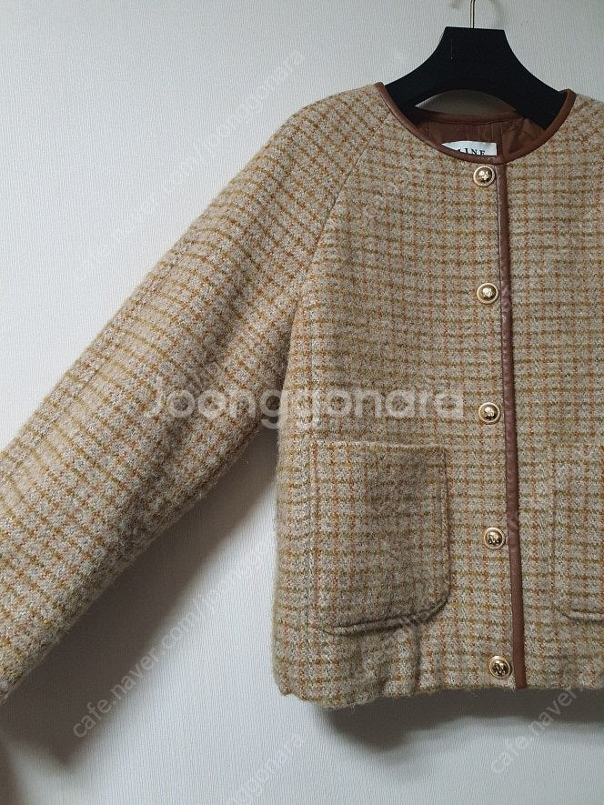 마인 mine 알파카 블렌드 체크 트위드 가디건 비딩 와이드 데님 트위드 스커트 트위드 가디건--9