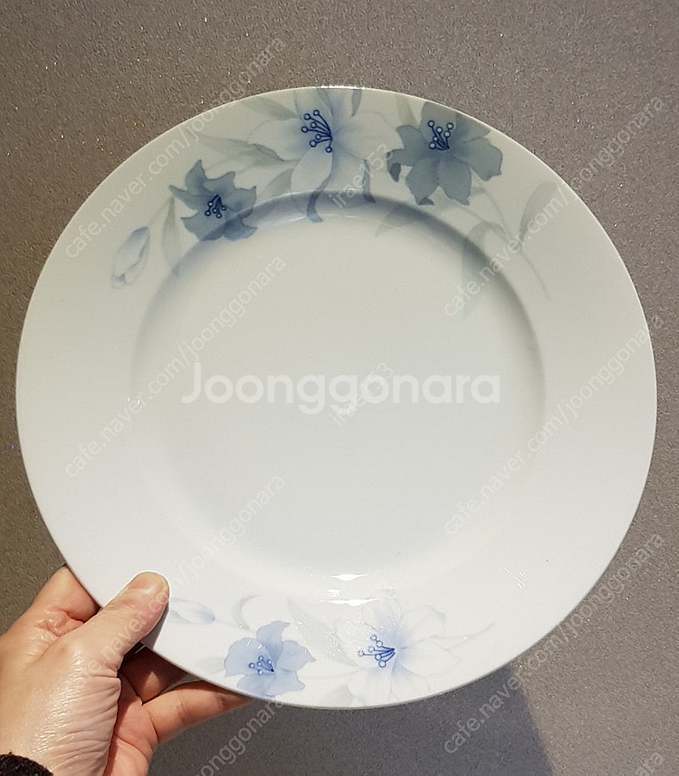 빈티지/요업개발 푸른색나리꽃접시25.3cm--0