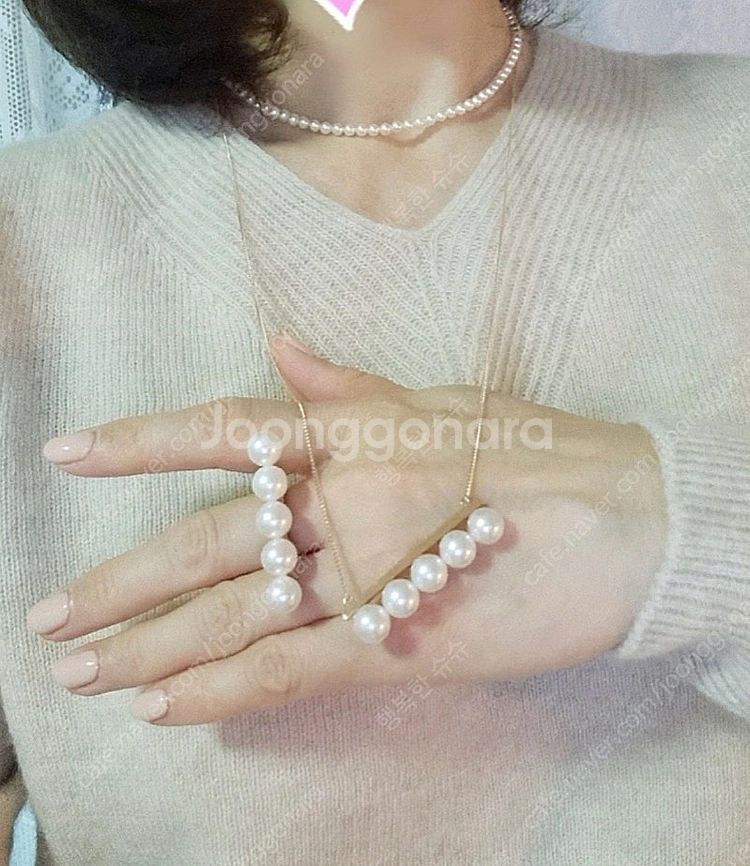 진주5알 타사키디자인 목걸이. 반지--5