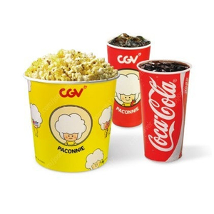 CGV 콤보 (오리지날팝콘L+탄산M 2) 8,000원 / 팝콘 M (맛선택 가능)+탄산 M 일괄로 4,500원에 팝니다.