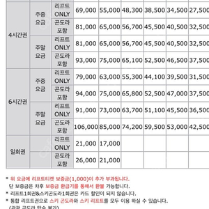 무주리조트 오늘 야간 리프트권 소인 1장