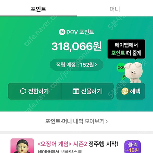 네이버포인트 318,000원 -> 31만원에 판매합니다