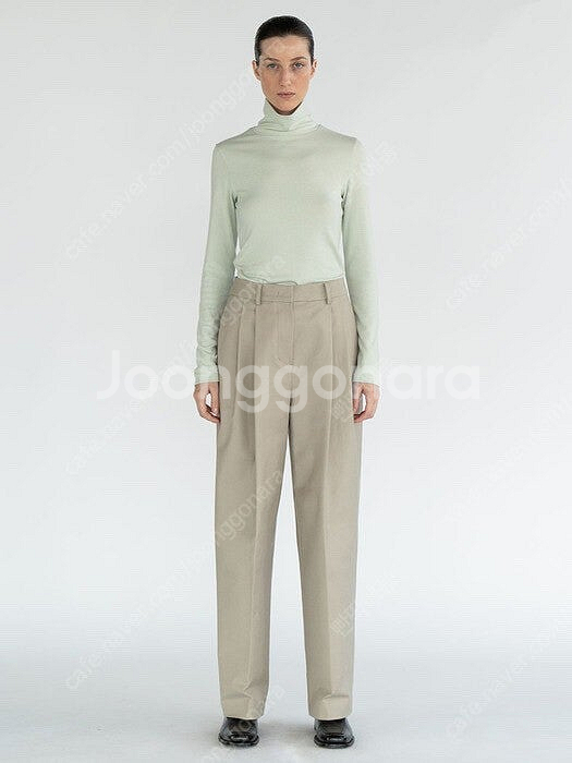 (새상품) LFM 플리츠 와이드 트라우저 팬츠 라이트카키 울팬츠--1