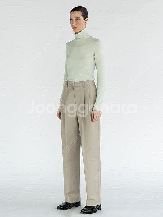 (새상품) LFM 플리츠 와이드 트라우저 팬츠 라이트카키 울팬츠--2