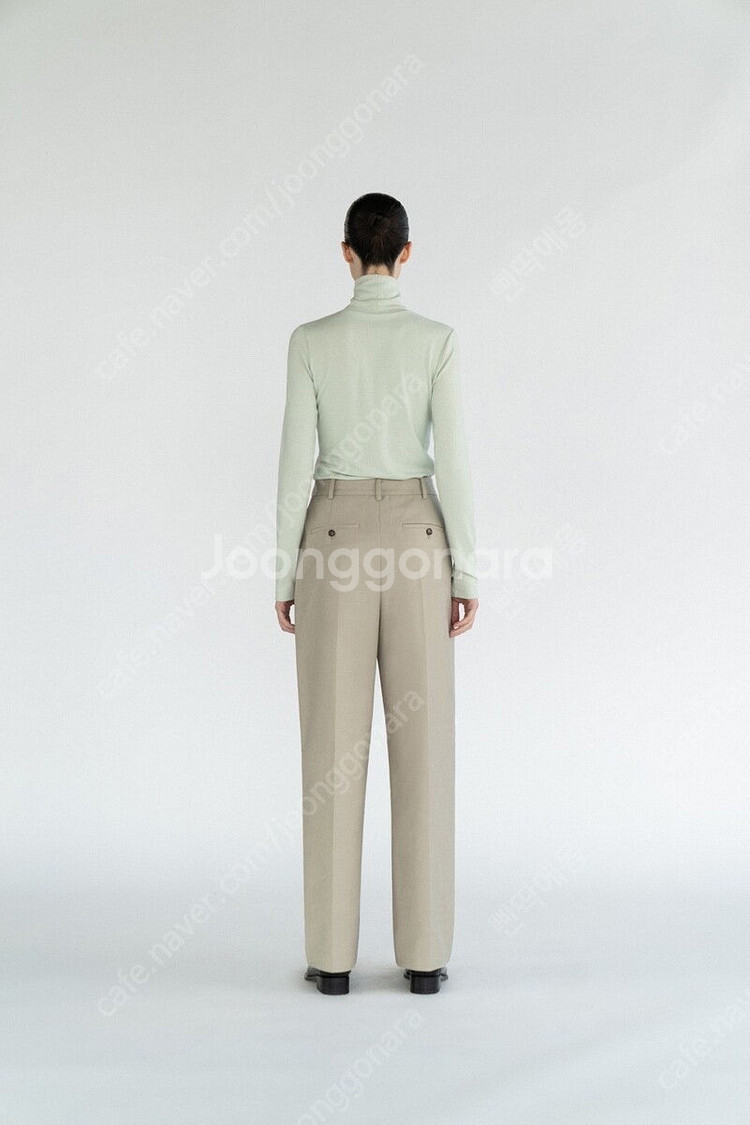 (새상품) LFM 플리츠 와이드 트라우저 팬츠 라이트카키 울팬츠--3