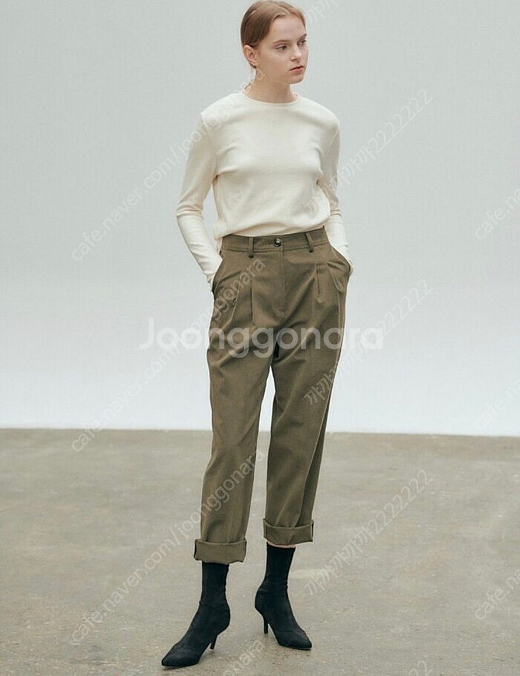 닐바이피 코튼 배기 팬츠 카키 34사이즈--3