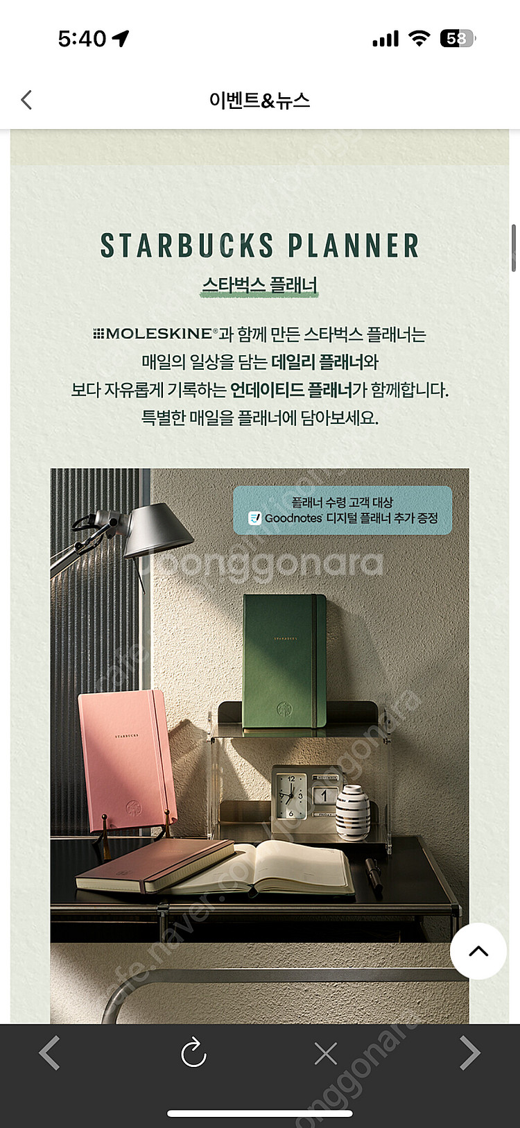 스타벅스 2025 다이어리 핑크 그린--0