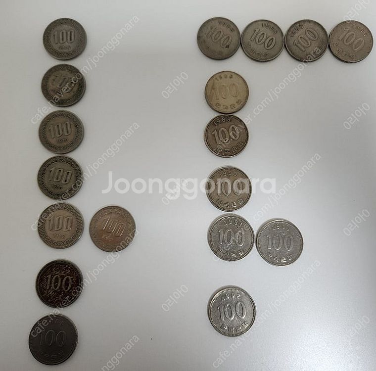 백원 동전 주화 1974~1999--0
