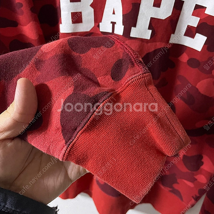 베이프 카모플라주 프린팅 로고 맨투맨 레드 L (남성 ...--2