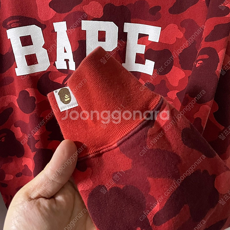 베이프 카모플라주 프린팅 로고 맨투맨 레드 L (남성 ...--3