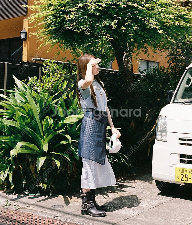 오눅 플랙 레이어드 랩 드레스 블루--0