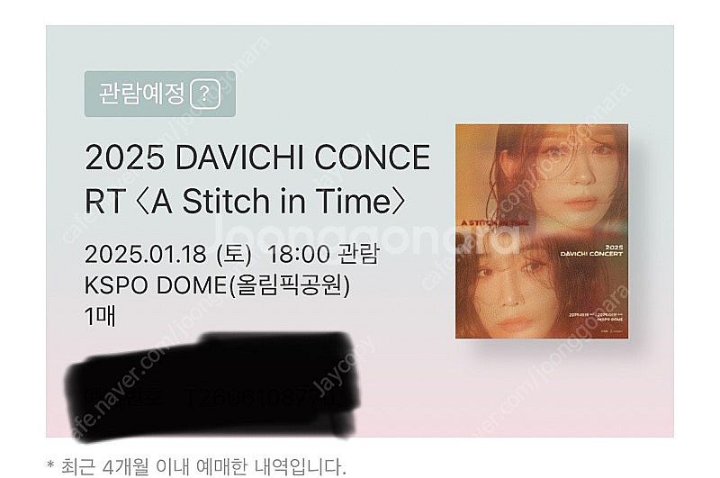다비치 콘서트 2025. 1.18 토 1장 정가양도--0