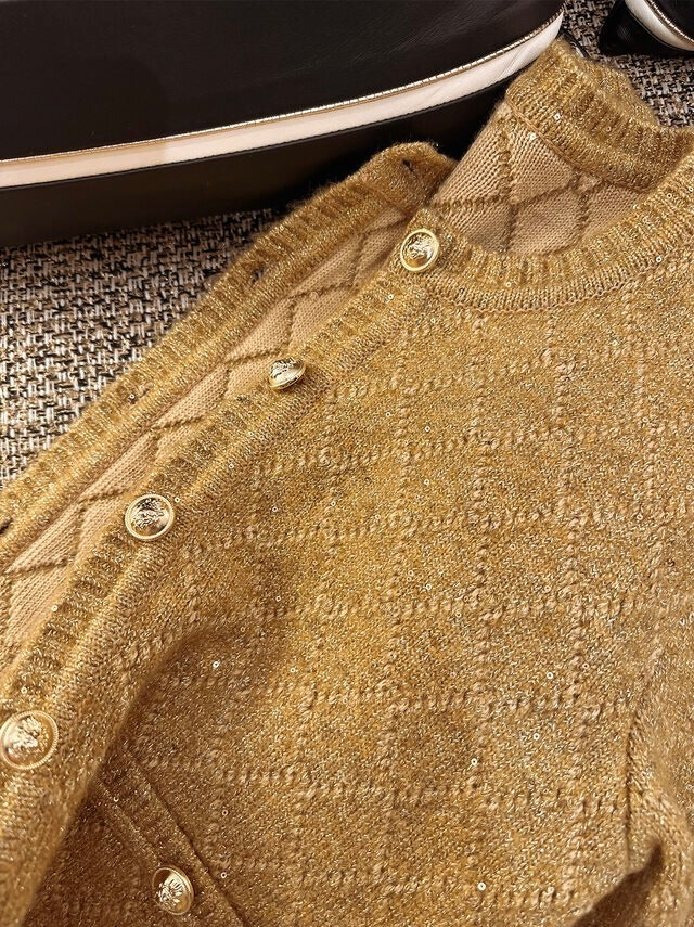 [판매] 더로랑 제작 펄 시퀀스 니트 자켓 24K 골드 S 미개봉 새상품--7