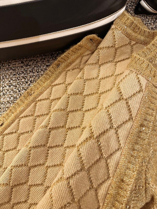 [판매] 더로랑 제작 펄 시퀀스 니트 자켓 24K 골드 S 미개봉 새상품--8
