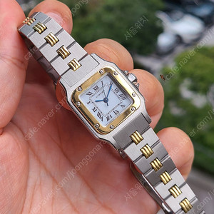 [정품] 까르띠에 산토스 화이트 블랙로만 18K 콤비 SM 스몰 여성용 (Cartier Santos White Romman 18K Two-Tone SM)