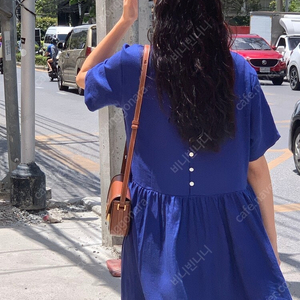 제주그꽃 deep blue linen dres