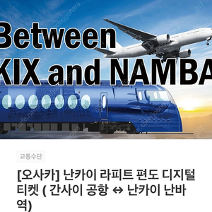 오사카 공항 간사이 라피트 편도 1매