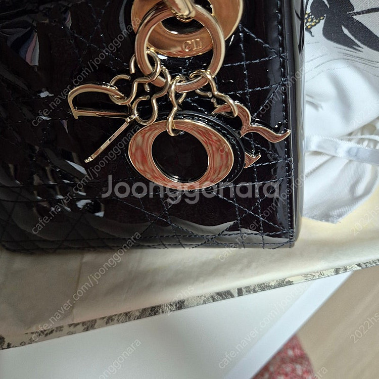 디올 레이디백 미니 페이던트 블랙 금장 새상품급--3