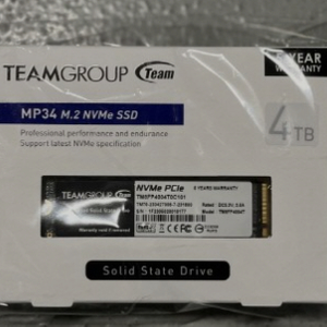 [팝니다] TEAMGROUP MP34 4TB SLC 캐시 3D NAND TLC NVMe 1.3 PCIe Gen3x4 M 미개봉 새제품 팀그룹 M.2 2280