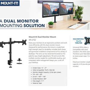 마운트잇 듀얼 모니터 암 팝니다