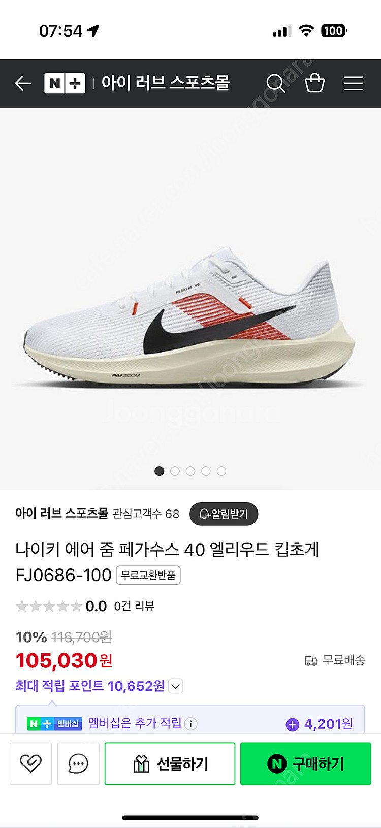 나이키 에어 줌 페가수스 40 엘리우드 킵초게--0