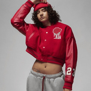 (W) Jordan x Teyana Taylor Varsity Jacket Gym Red - Asia 테야나 테일러 바시티 자켓