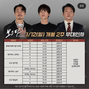 [ 보고타 무대인사 ] 1/12 왕십리, 압구정 2연석 정가 양도 (C열~E열)