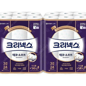 크리넥스화장지 3겹 데코앤소프트 28m 24롤2팩 택포 27,000원