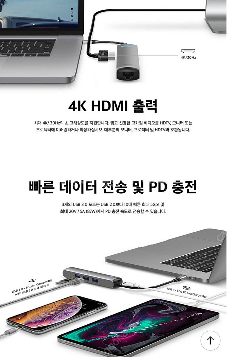 엘라고 6in1 이더넷 HDMI USB-C타입 멀티허브--3