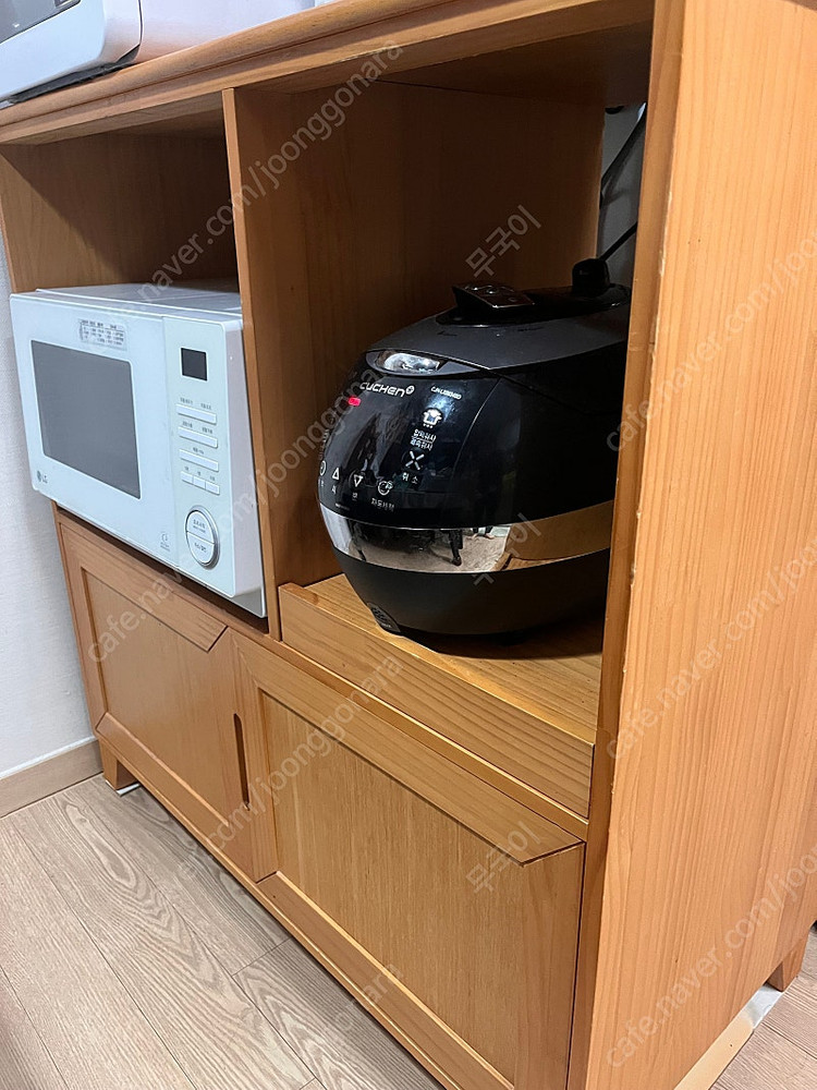 포홈 원목 주방수납장 (전자렌지 전기밥솥거치대 +상부장)--1