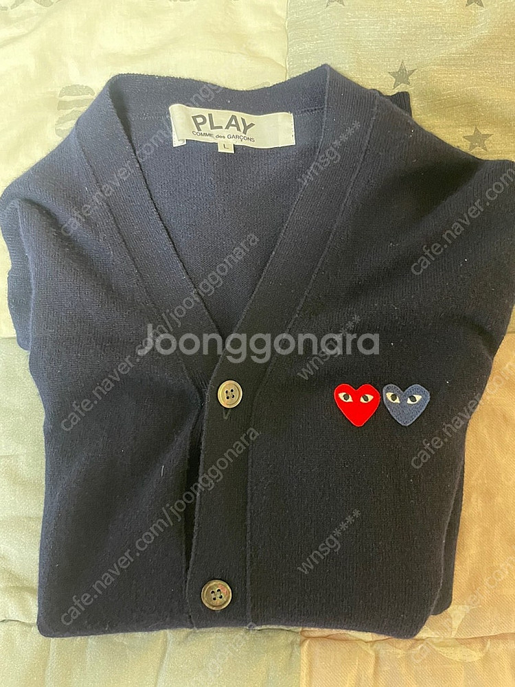 꼼데가르송 네이비 더블와펜 가디건--0