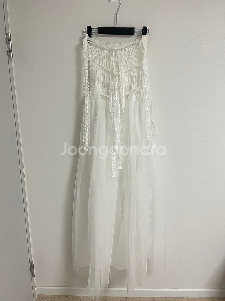 가니송 브라이덜 리본 튤 드레스 white F--4